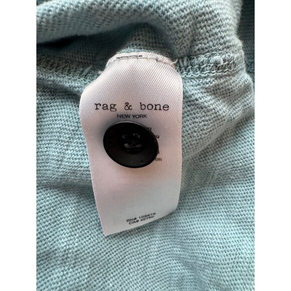 Rag Bone Shirt Mens Small Blue Henley Light Aqua Long Sleeve Destroyed Homeless - Picture 9 of 15